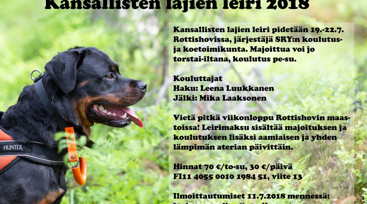 Kansallisten lajien leiri 2018 Rottishovissa