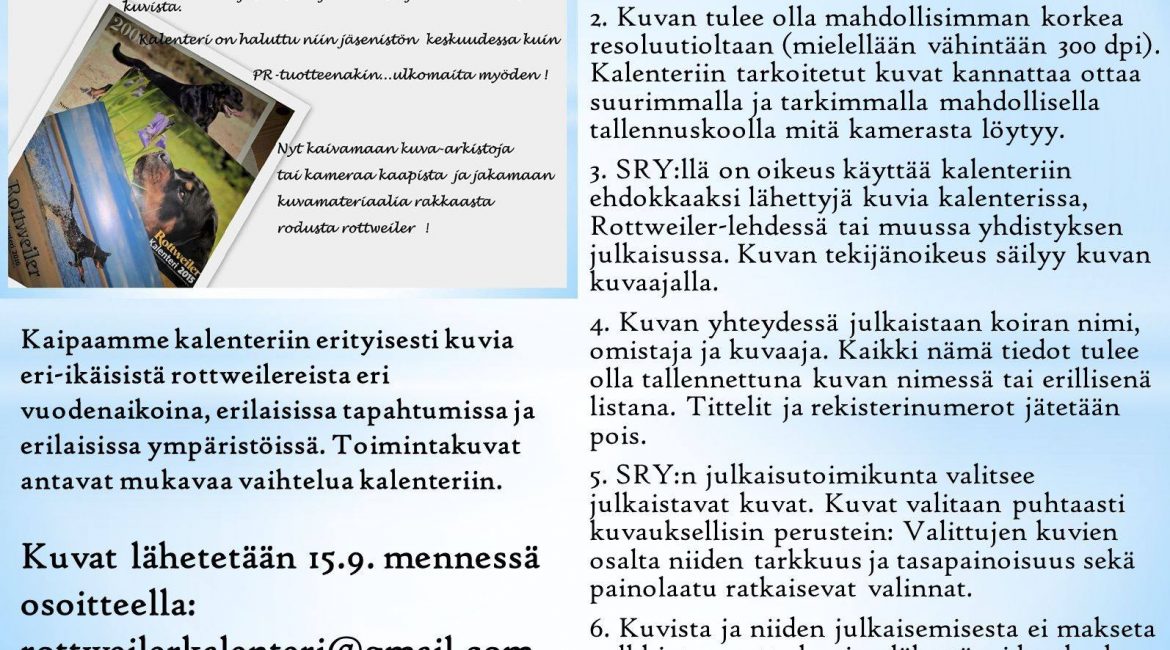 Rottweiler-kalenteri vuodelle 2019